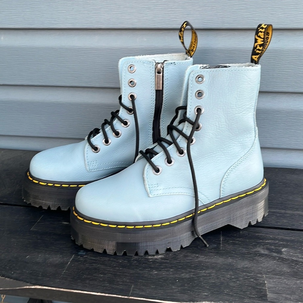 Dr. Martens Steel Blue Jadon III Pisa Platform Lace Up Boots 1460